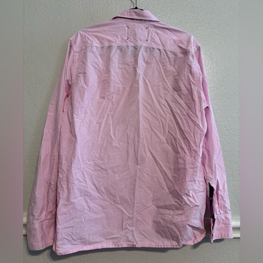 Robert Graham Men’s Long Sleeve Pink & White Button-Up Shirt Size Large - Picture 4 of 7